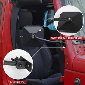 img 2 attached to 🔍 Быстросъемные боковые зеркала JeCar для Jeep Wrangler 1997-2006 TJ LJ и 2007-2018 JK JKU, текстурированное черное, наружные аксессуары - 1 пара