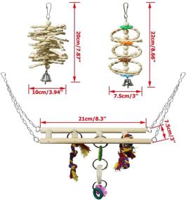 img 2 attached to 🐦 BWOGUE 7 Packs Bird Parrot Toys: Natural Wood Chewing Toy for Small Parakeets, Cockatiels, Conures, Finches, Budgies, Parrots, Love Birds - Hanging Swing Hammock, Climbing Ladders, & Cage Toys