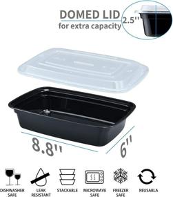 img 3 attached to 50 Pack Plastic Meal Prep Containers with Lids, 28oz Airtight Food Storage for Freezer, Reusable Lunch Box Togo, and Disposable Deli Takeout Containers