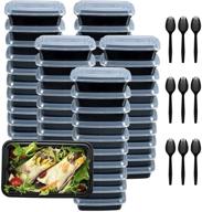 50 pack plastic meal prep containers with lids, 28oz airtight food storage for freezer, reusable lunch box togo, and disposable deli takeout containers logo