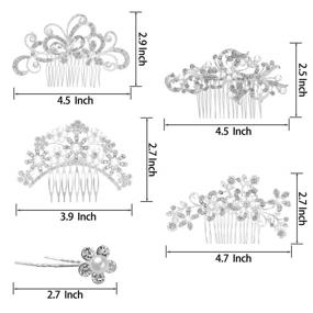 img 3 attached to Изысканный набор из 24 свадебных бриджес-камушков для волос: кристальные жемчужные зажимы и жемчужные шпильки с ринестонами для невест и подружек невесты - комплект узора 1