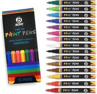 🖌️ beric premium paint pens 15-pack - water-based, fine tip markers - writes on various surfaces - water & sun resistant vivid colors - low odor & long-lasting - fast drying assorted colors logo