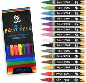 img 4 attached to 🖌️ Beric Premium Paint Pens 15-pack - Water-based, Fine Tip Markers - Writes on Various Surfaces - Water & Sun Resistant Vivid Colors - Low Odor & Long-lasting - Fast Drying Assorted Colors