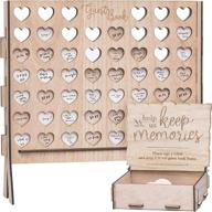 💍 j&a homes rustic wedding signs drop box frame - guestbook alternative creative board with wooden hearts - wedding favor with 54 slots логотип