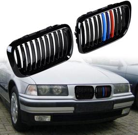img 3 attached to Front Gloss Black M Style Kidney Grille Grill Pair for 97-99 E36 3-series 318i 323ic 328i 323i