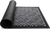 🚪 kmat door mat inside outside: anti-slip, durable rubber doormat for high traffic areas - 30x17 inches, grey logo