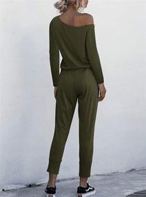 img 3 attached to 👖 REORIA Women's Off Shoulder Loose Long Sleeve Harem Jumpsuit with Casual Long Pants