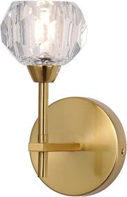 img 4 attached to 💡 Modern Brass Gold Flush Mount Crystal Wall Sconces Lighting Fixture for Living Room Bedroom Hallway Entrance, Bedside Light for Bathroom Vanity