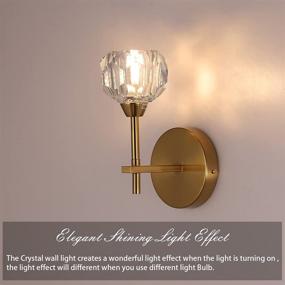 img 2 attached to 💡 Modern Brass Gold Flush Mount Crystal Wall Sconces Lighting Fixture for Living Room Bedroom Hallway Entrance, Bedside Light for Bathroom Vanity