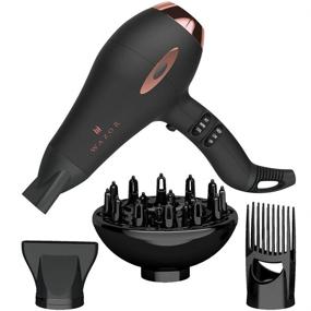 img 4 attached to 💨 Wazor Professional Tourmaline Hair Dryer 1875W - Turbo Power, Compact & Quiet Hairdryer with Diffuser, Comb, Concentrator - Includes Beautiful Gift Box for Gift Giving