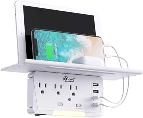 img 4 attached to 🔌 Power Shelf with Surge Protector, ON2NO Wall Outlet Extender, 3AC Outlet and 4 USB Charging Ports, Built-in Shelf and Smart Night Light for Convenient Home Charging Station