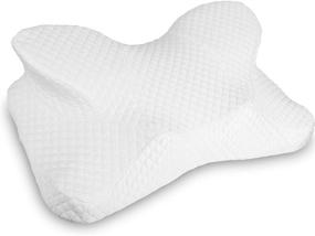 img 4 attached to Memory Foam Neck Pillow with Contour Design - Ergonomic Cervical Orthopedic Support for Side, Back and Stomach Sleepers