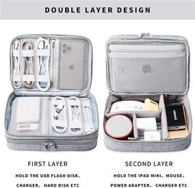 img 2 attached to 🔌 Streamlined Grey Travel Cable Organizer Bag - Effortlessly Store All Your Electronic Accessories, Cords, Chargers, and Personal Items Efficiently in Double Layer Storage
