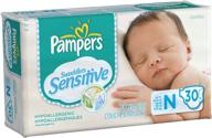 👶 подгузники pampers swaddlers sensitive jumbo pack: размер для новорожденных, 30 штук (4 упаковки) логотип