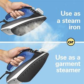 img 3 attached to Hamilton Beach 2-in-1 Handheld Iron & Garment Steamer with Continuous Steam Nozzle - 1200W, Nonstick Soleplate, Blue/Black (14525)