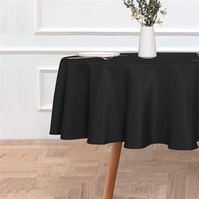 img 3 attached to 🍽️ Enhance Your Dining Experience with sancua Round Tablecloth - 60 Inch - Water Resistant Spill Proof Polyester Table Cloth in Stylish Black