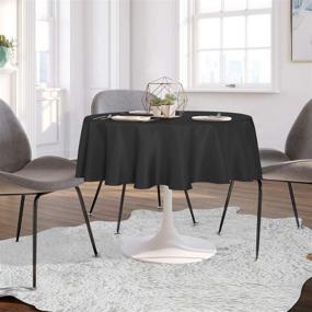 img 2 attached to 🍽️ Enhance Your Dining Experience with sancua Round Tablecloth - 60 Inch - Water Resistant Spill Proof Polyester Table Cloth in Stylish Black