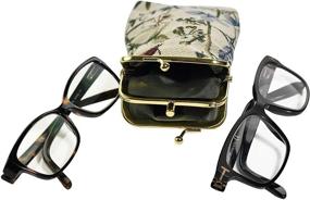 img 4 attached to 👓 Home-X - Convenient Double Tapestry Snap-Shut Eyeglass Case - Holds Two Pairs, Perfect for Readers and Sunglasses