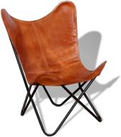 brown leather butterfly chair - handmade with folding iron frame, powder coated (black frame) - folding frame cover logo