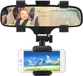 img 4 attached to 📱 Universal Car Rearview Mirror Mount Holder for Smartphone GPS, Clip-on Phone Holder for Car Mirror, Vehicle Mobile Phone Mount Bracket with Rearview Mirror Clip Mount