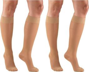 img 4 attached to 🧦 Truform Compression 15-20mmHg Sheer Knee High Stocking, Large (Pack of 2) - Supportive & Stylish Beige Compression Socks for Effective Relief