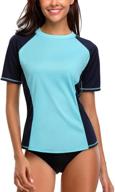 attraco women's upf 50+ short sleeved active rashguard: stay protected in style with this solid workout top and sports swim tee logo