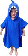 🦈 hudz kidz premium hooded towel poncho for kids & toddlers - soft 100% cotton, ideal for bath, beach, pool (blue shark) logo
