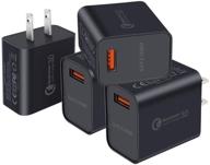 🔌 4-pack quick charge 3.0 wall charger, 18w qc 3.0 usb charger adapter for fast charging - compatible with samsung galaxy s10 s9 s8 plus s7 s6 edge note 9, lg, kindle, tablet logo