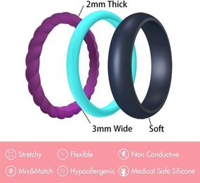 img 3 attached to 💍 Qinaoco Silicone Wedding Bands Women - 15 Pack Thin Stackable Rubber Rings for Her, Couples, Souvenir and Active Outdoor Style