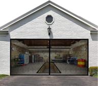 🚪 magnetic double garage door screen - reinforced fiberglass door screen, 16x7ft, strong 2350g (5.2lb) high-energy magnets, hands-free magnetic screen door логотип