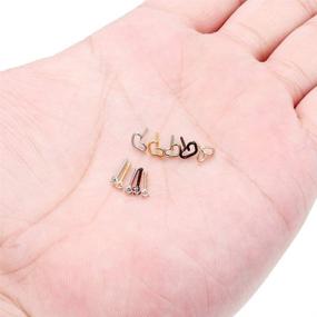 img 1 attached to 💎 10PCS 20G Stainless Steel Nose Rings Studs with Prong Set Clear CZ, Handmade Heart Shape, Screw L-Shaped Bone - Nostril Ring Piercing Jewelry