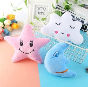 img 3 attached to 🌙 3 Pcs Stuffed Moon Star Cloud Plush Toys: Soft Car and Home Decor Gifts