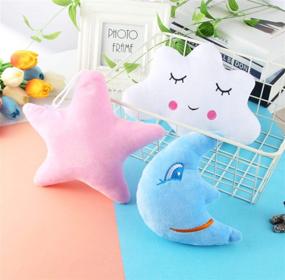 img 1 attached to 🌙 3 Pcs Stuffed Moon Star Cloud Plush Toys: Soft Car and Home Decor Gifts