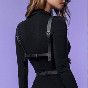 img 1 attached to 🔗 LINE Leather Straps: Punk-inspired Adjustable Body Chest Caged Waist Belts