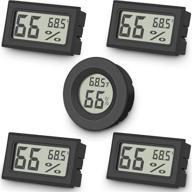 🌡️ 5-pack mini digital thermometer hygrometer for indoor rooms - monitor temperature & humidity, large lcd display in fahrenheit or celsius - ideal for greenhouse, home, reptiles, humidors, office, and garden logo