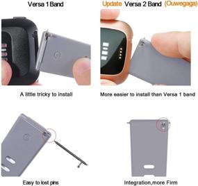 img 3 attached to 📿 Ремешки Ouwegaga Fitbit Versa 2 для Versa Lite Band – кремово-желтый большой, совместимы для женщин и мужчин, браслеты, ремешки