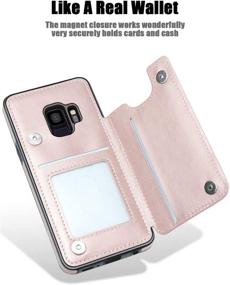 img 2 attached to 🌸 MMHUO Samsung Galaxy S9 Case with Card Holder - Flower Magnetic Back Flip Wallet Case for Women, Full Cover Rose Gold Protective Case for Samsung Galaxy S9 5.8