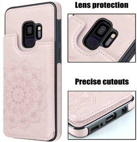 img 1 attached to 🌸 MMHUO Samsung Galaxy S9 Case with Card Holder - Flower Magnetic Back Flip Wallet Case for Women, Full Cover Rose Gold Protective Case for Samsung Galaxy S9 5.8