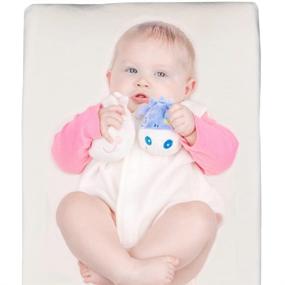 img 3 attached to Wiggletot Ultra Soft Stretchy Plush Cream Changing Pad Cover with Vest - Toy Sheep & Cow - Baby Boy & Girl (5-12 months)