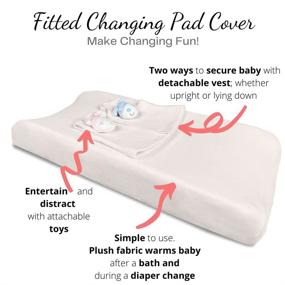 img 1 attached to Wiggletot Ultra Soft Stretchy Plush Cream Changing Pad Cover with Vest - Toy Sheep & Cow - Baby Boy & Girl (5-12 months)