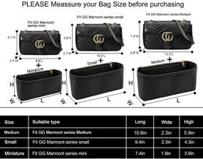 img 2 attached to 👜 GG Marmont Matelasse Shoulder Bag Shaper Insert - Pack of 2 Felt Purse Organizers with Zipper (Small 8030 Black) - Buy 1 Get 1 Bag Free