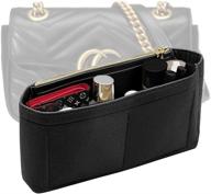 👜 gg marmont matelasse shoulder bag shaper insert - pack of 2 felt purse organizers with zipper (small 8030 black) - buy 1 get 1 bag free logo