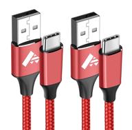 🔌 высокоскоростной usb-кабель c 6 футов 2 шт. - быстрая зарядка нейлоновым зарядным шнуром для samsung galaxy, lg, moto, google pixel и других логотип