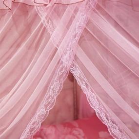 img 1 attached to 🎀 UOZZI BEDDING Pink Canopy Bed Curtain with 4 Corners Post for Girls & Adults - Cute Cozy Drape Square Netting for Twin Bed - 4 Opening 45" W x 80" L Mosquito Net - Princess Bedroom Decoration