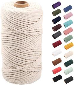 img 4 attached to Beige Macrame Rope: NOANTA Natural 3mm x 109Yards Cotton Cord for Wall Hanging, Plant Hangers, Crafts, Knitting