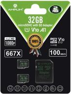 📸 amplim micro sd card 32gb - 2 pack plus adapter, high-speed memory for nintendo switch, gopro, raspberry pi, galaxy phone, camera - class 10 uhs-i u1 v10 tf logo