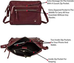 img 2 attached to 👜 Premium Small Soft Pebbled Leather Crossbody Handbags & Purses - Triple Zip Sling Crossover Shoulder Bag for Women