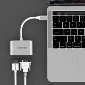 img 1 attached to Адаптер LENTION USB C к HDMI и VGA: 4K / 30 Гц, MacBook Pro, Новый Mac Air / iPad Pro, Surface, стабильный драйвер (CB-C51s, серебристый)