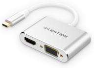 адаптер lention usb c к hdmi и vga: 4k / 30 гц, macbook pro, новый mac air / ipad pro, surface, стабильный драйвер (cb-c51s, серебристый) логотип