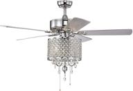 rustic crystal chandelier ceiling fans with lights - modern 52 inch indoor fans with 5 reversible blades and pull chain (chrome) логотип